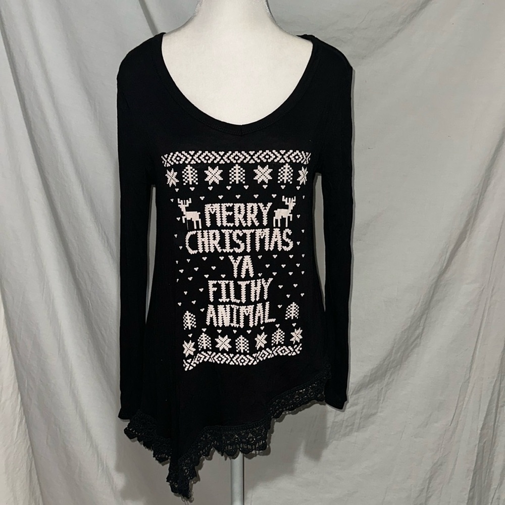 small / medium black & white movie quote long sleeve top girly / feminine